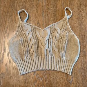 Wild Fable Cable Knit Tan Crop Top